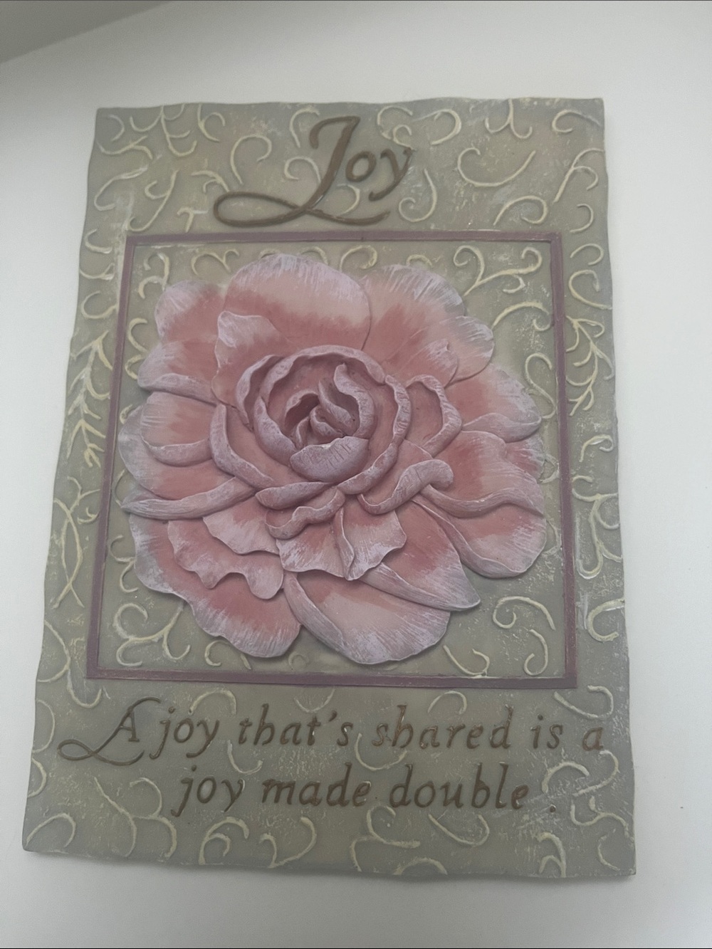 Joy - A joy that’s shared is joy made double rose and beige wall decor